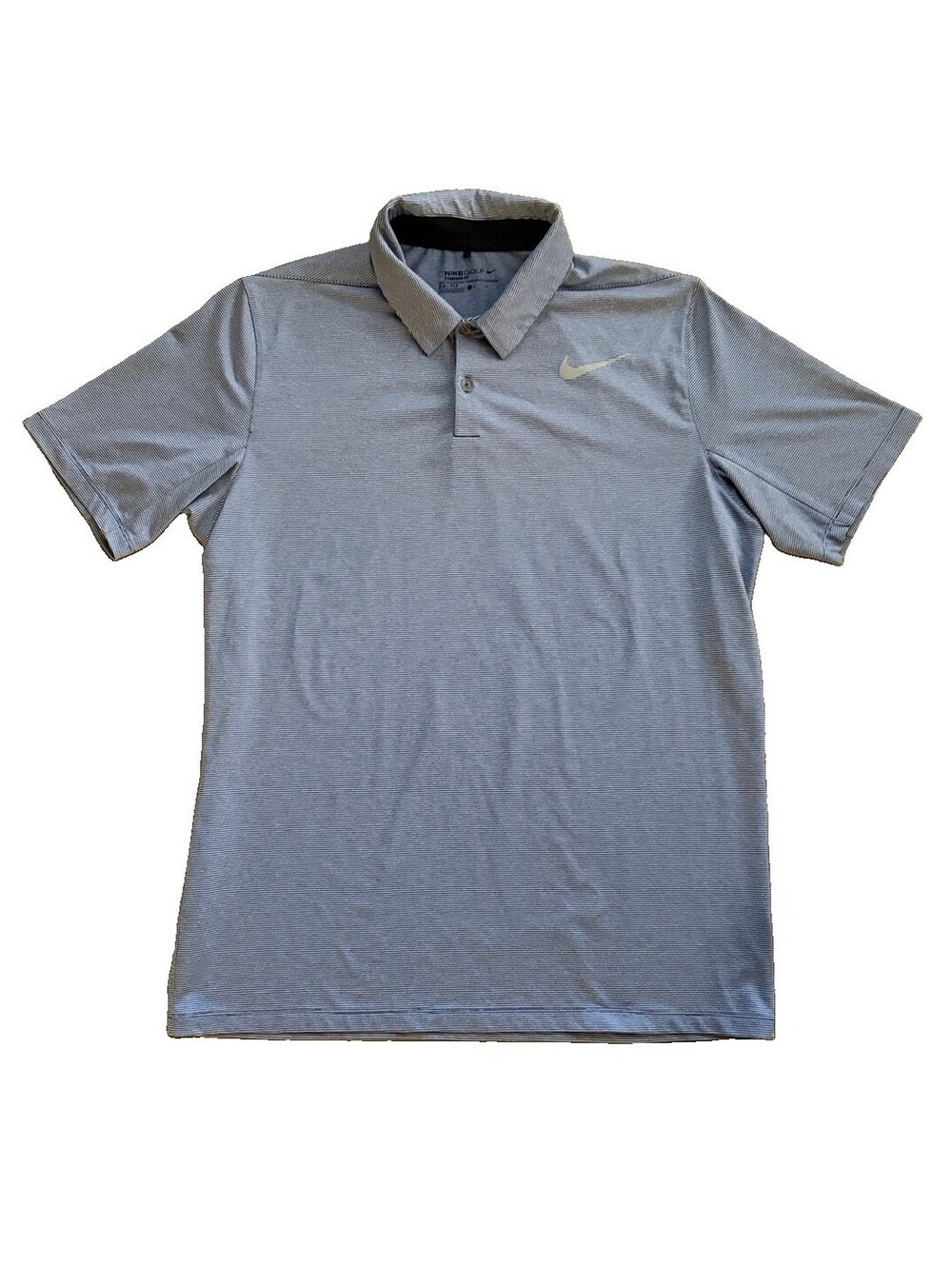 Nike Golf Dri-FIT Polo Shirt Mens L Blue Striped Short Sleeve Standard Fit